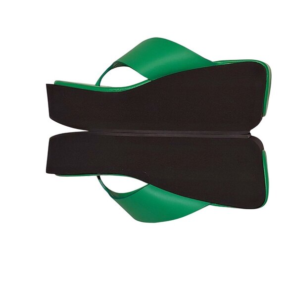 FRAME Le Ocean Wedge Flip Flops Kelly Green Chunky Color-Pop Bold Trendy Sleek - Picture 2 of 10